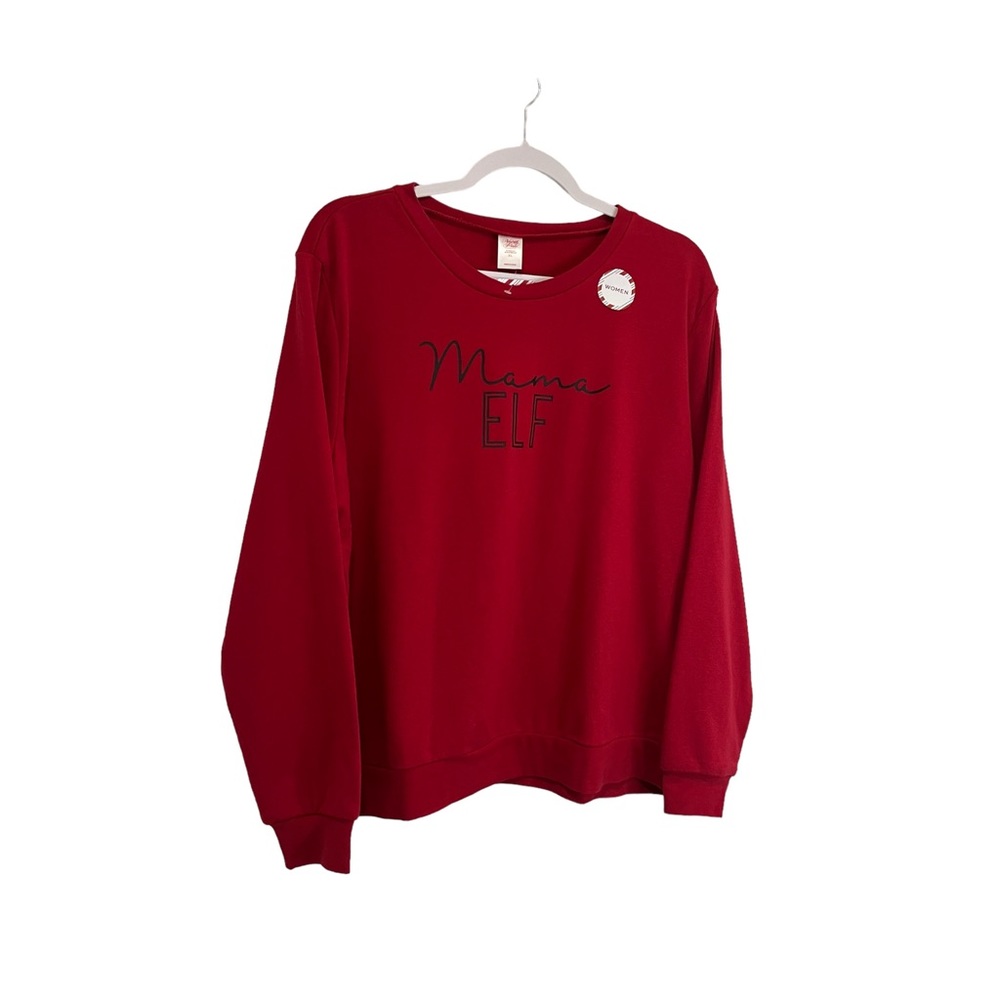 North Pole Mama Elf Womens Sleepwear PJ Top Long Sleeve Sweatshirt Size XL NEW